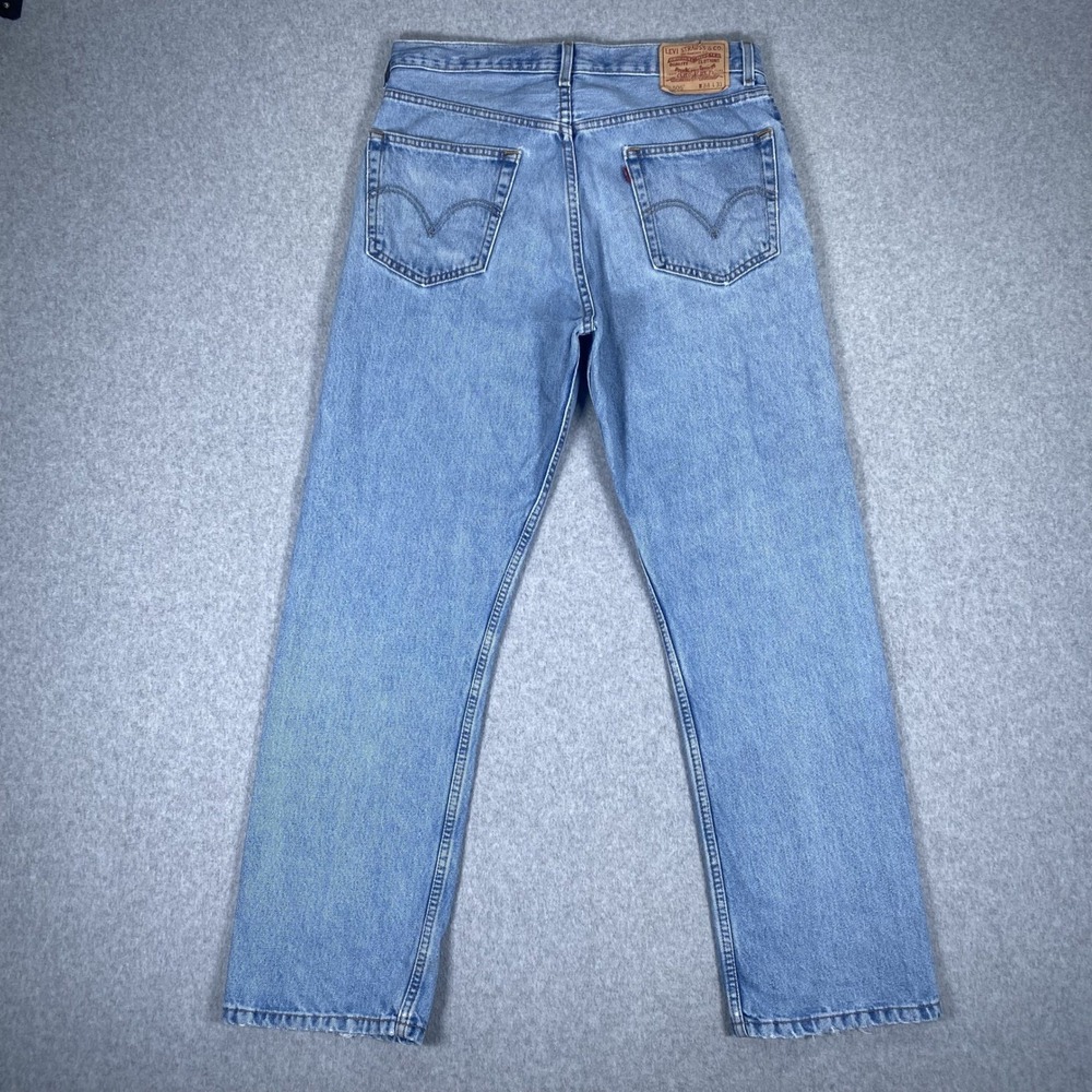 Vintage Levi's 505 Regular Fit Jeans Mens 34X31 Light Wash Blue Straight Leg